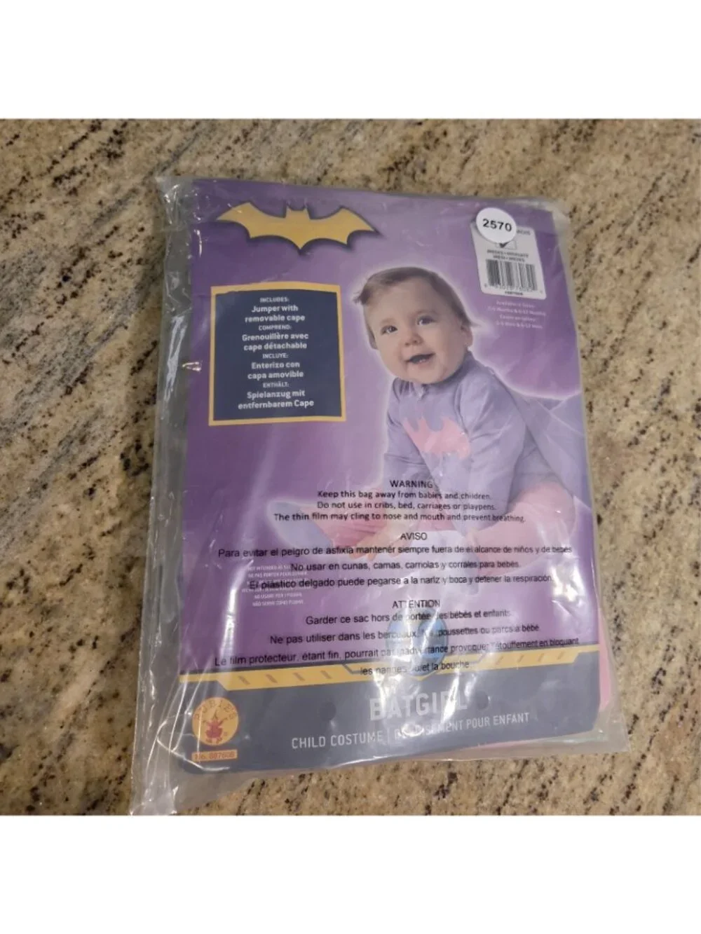 New! Batgirl Costume with Cape Size 0-6 months Pink Purple